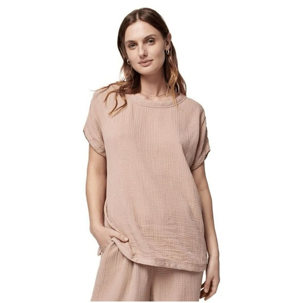 Faherty Women's Size Large Dream Cotton Gauze T-Shirt - Women's Tan Peach